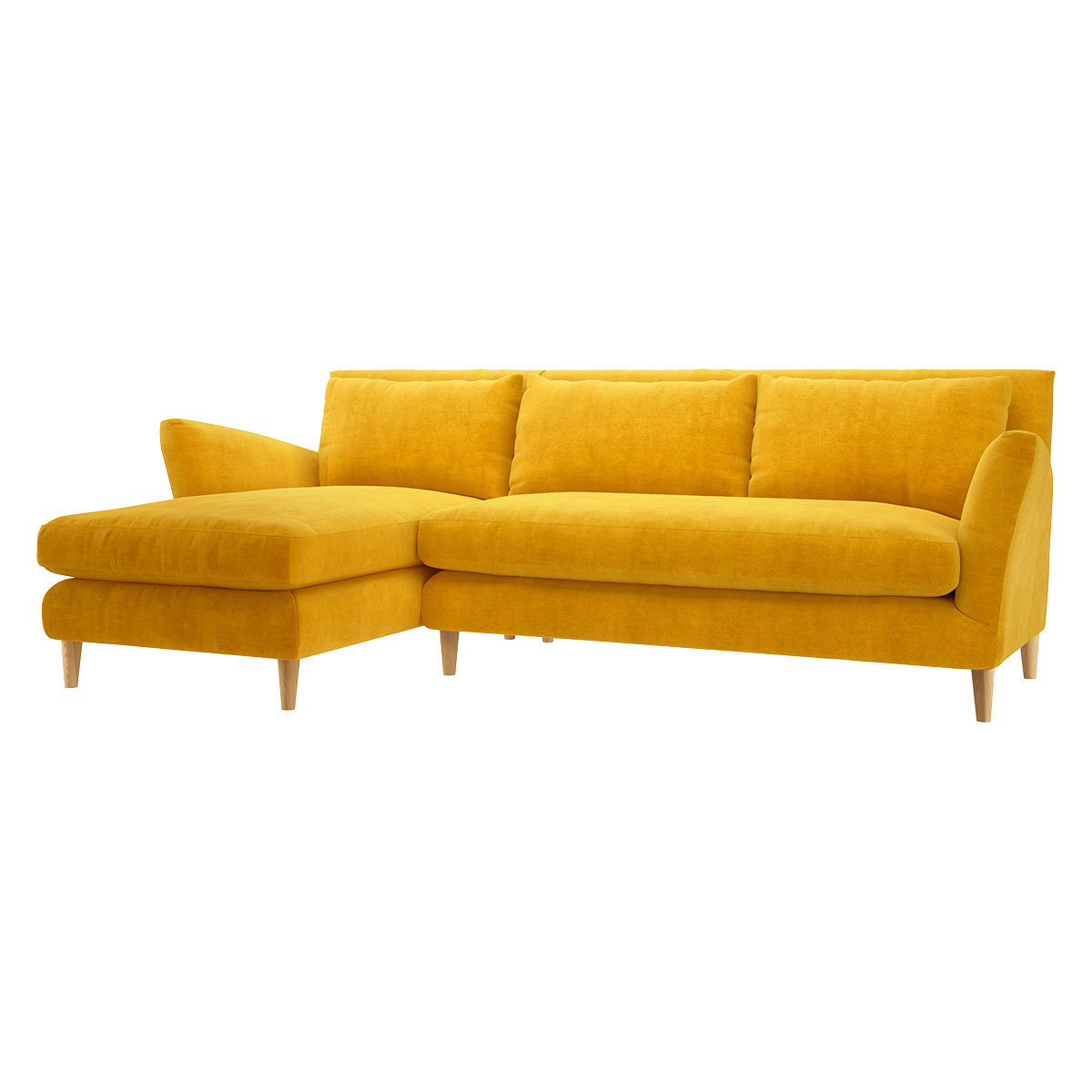 Keele Yellow Velvet Left -Arm Chaise Sofa, Yellow – image 3