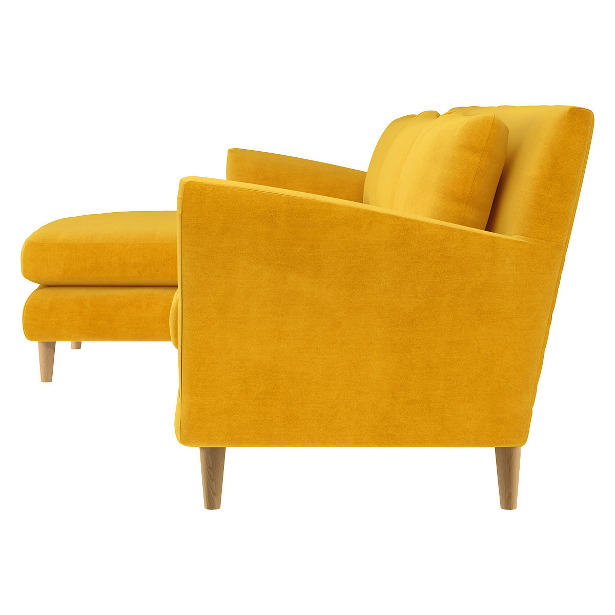 Keele Yellow Velvet Left -Arm Chaise Sofa, Yellow – image 4