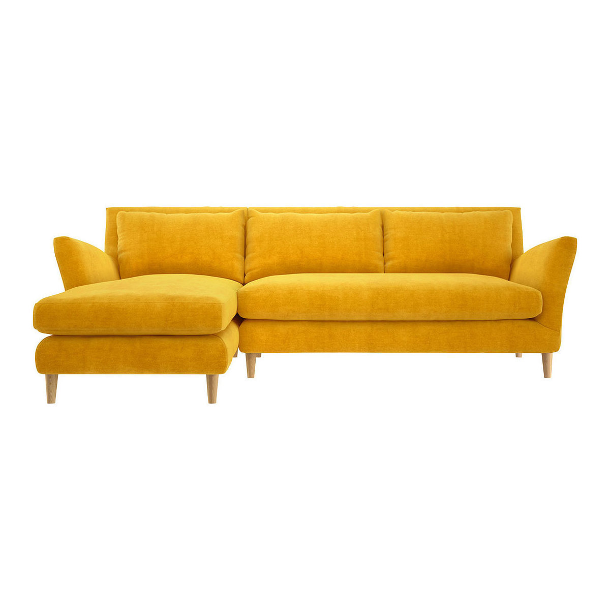 Keele Yellow Velvet Left -Arm Chaise Sofa, Yellow – image 1
