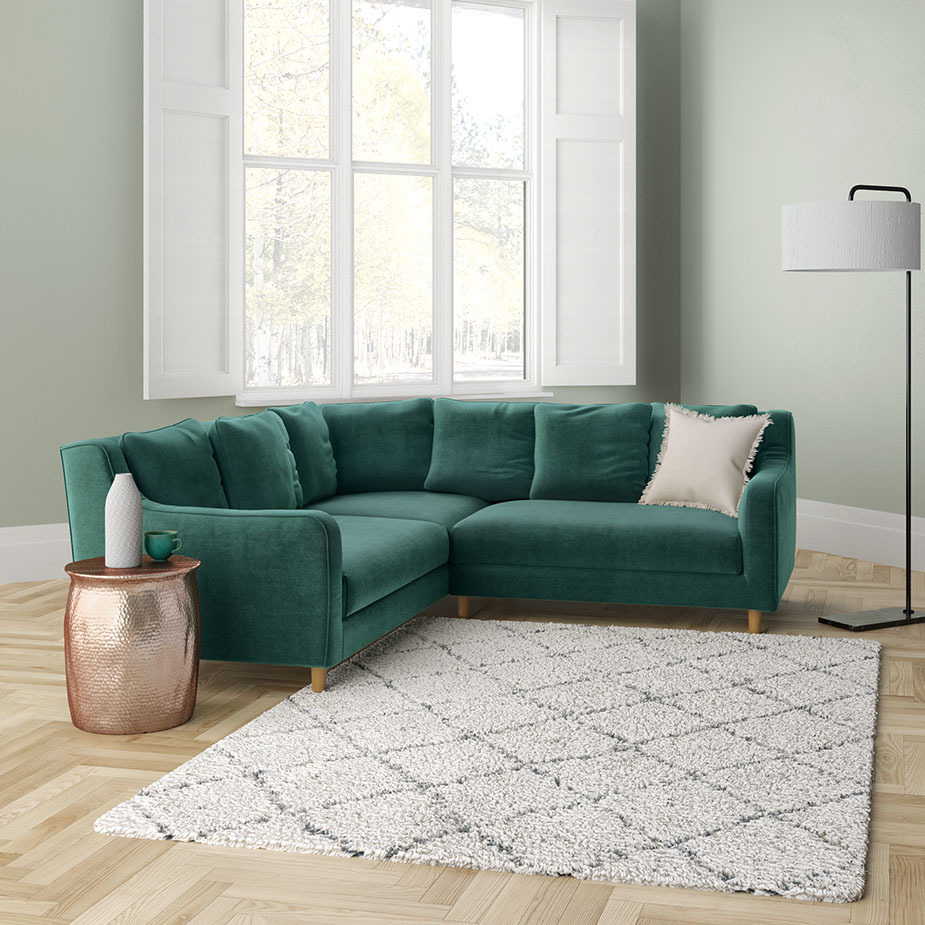 Swift Green Velvet Reversible Corner Sofa, Moss Green – image 2