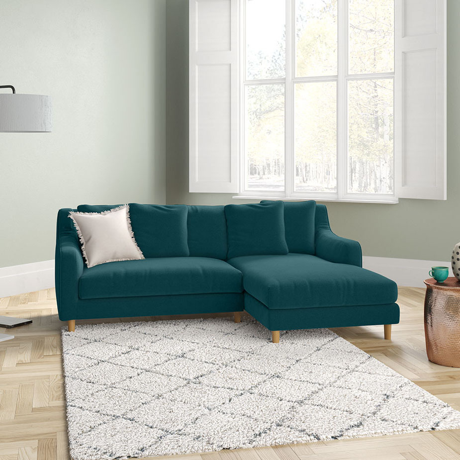 Swift Blue FaBric Right Hand Chaise Sofa, Blue – image 8