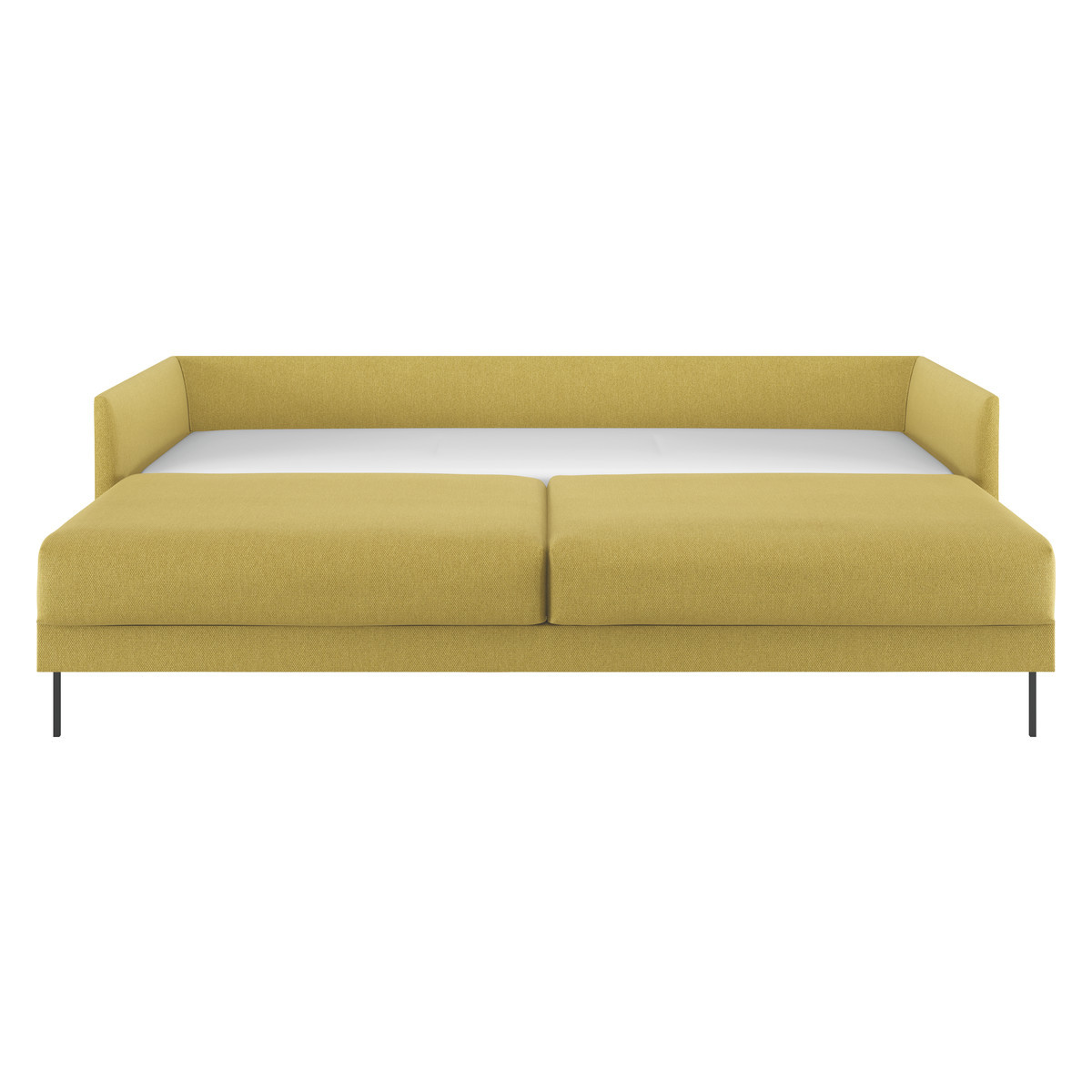 Hyde Saffron Yellow FaBric 3 Seater Sofa Bed, Wooden Legs, Saffron Yellow – image 3