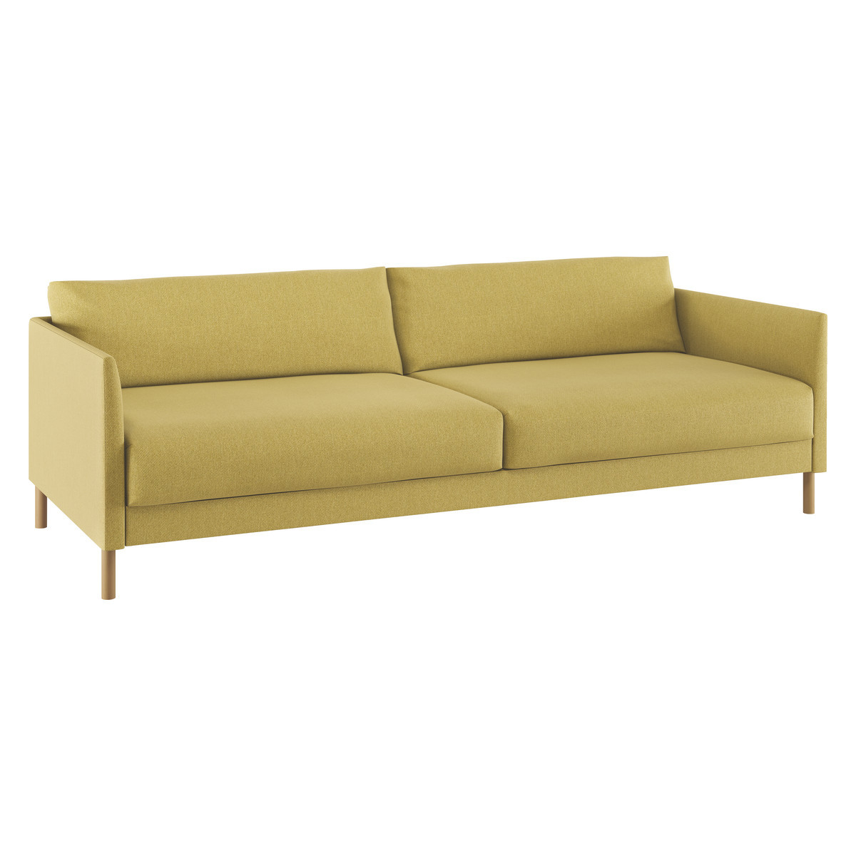 Hyde Saffron Yellow FaBric 3 Seater Sofa Bed, Wooden Legs, Saffron Yellow – image 5