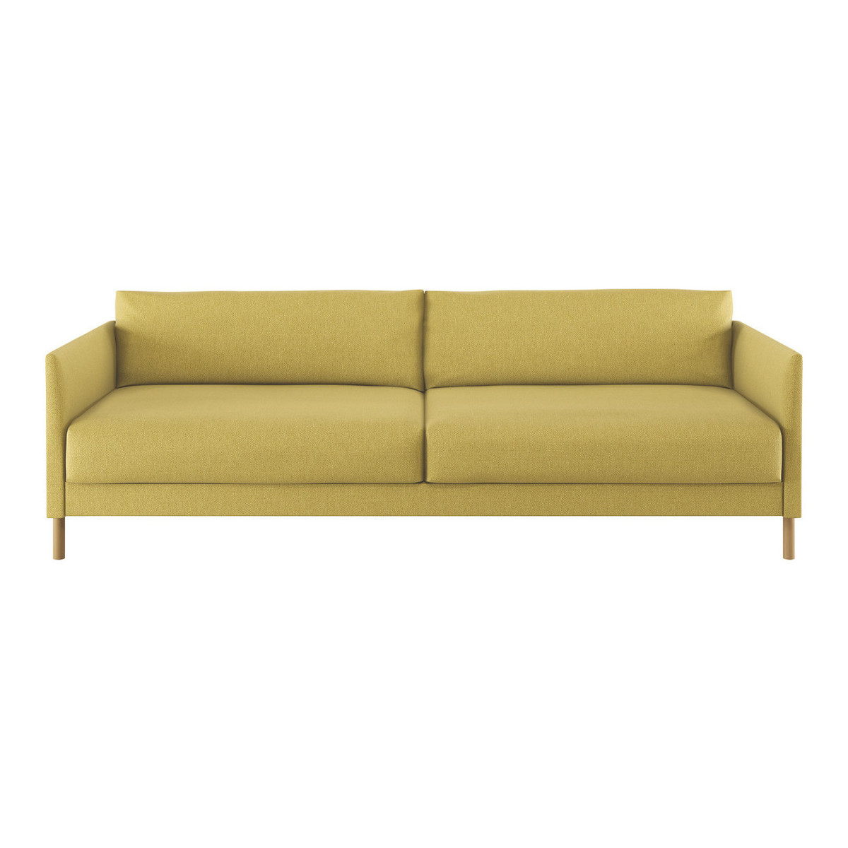 Hyde Saffron Yellow FaBric 3 Seater Sofa Bed, Wooden Legs, Saffron Yellow – image 1