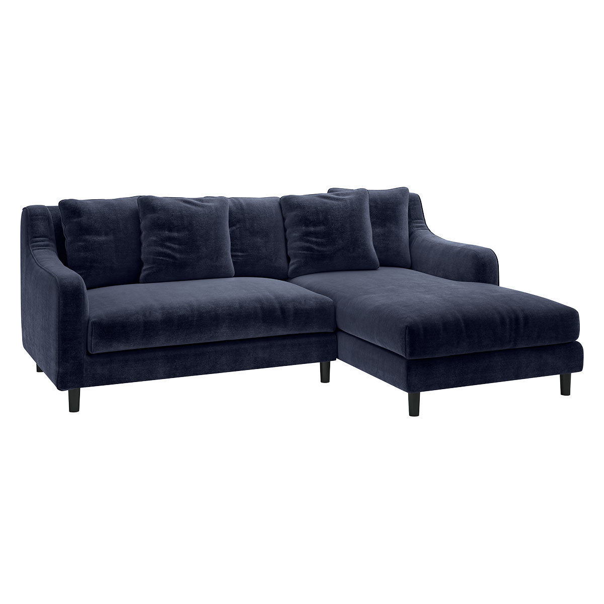Swift Navy Blue Velvet Right Hand Chaise Sofa, Dark Blue – image 3