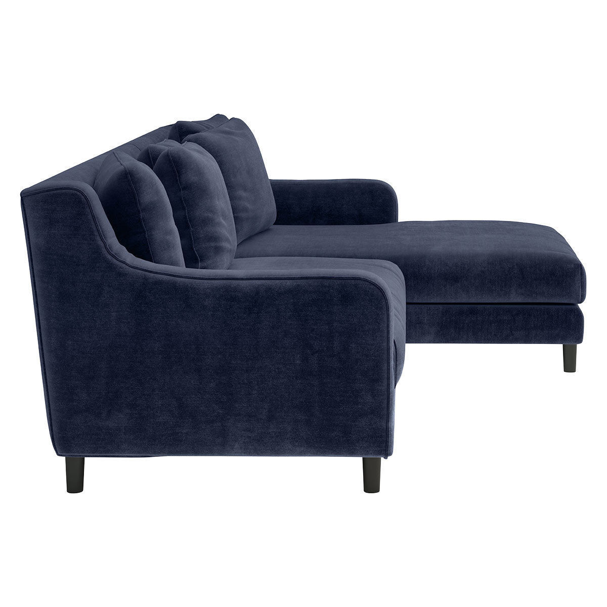 Swift Navy Blue Velvet Right Hand Chaise Sofa, Dark Blue – image 4
