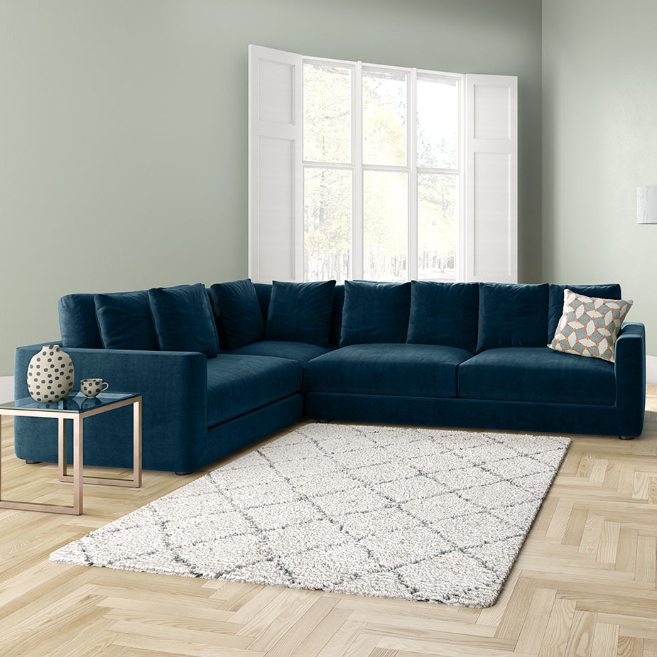 Rupert Emerald Green Velvet Right Arm Corner Sofa, Green – image 2