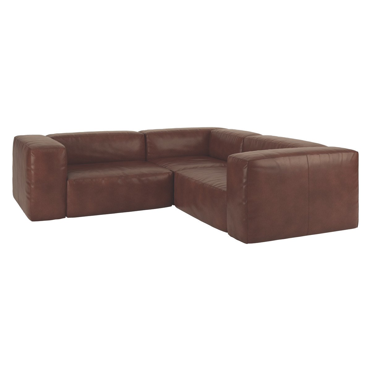 Opollo Chestnut Brown Leather Corner Sofa, Tan – image 3