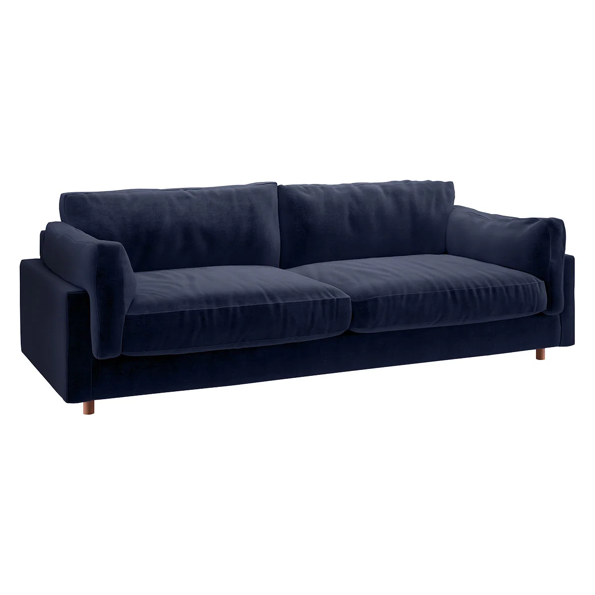 Elkin Navy Blue Velvet 4 Seat Sofa, Dark Blue – image 3