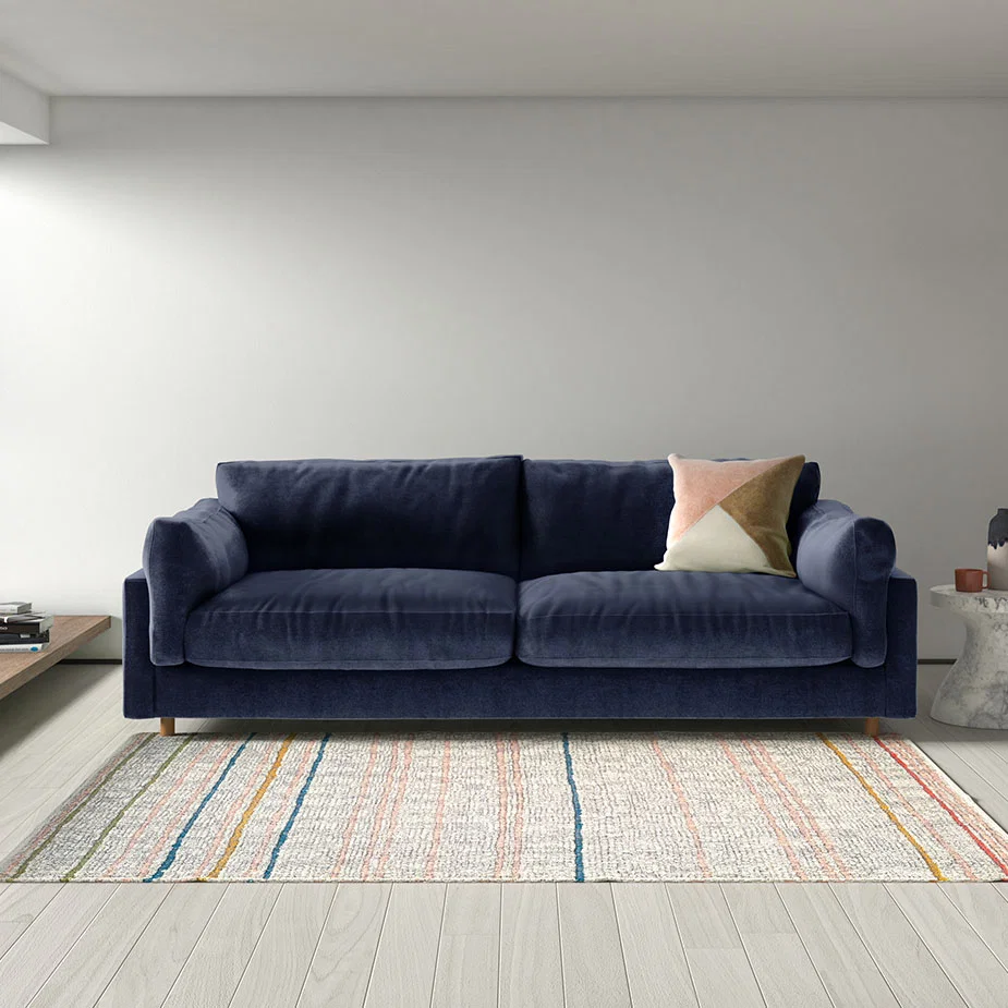 Elkin Navy Blue Velvet 4 Seat Sofa, Dark Blue – image 8