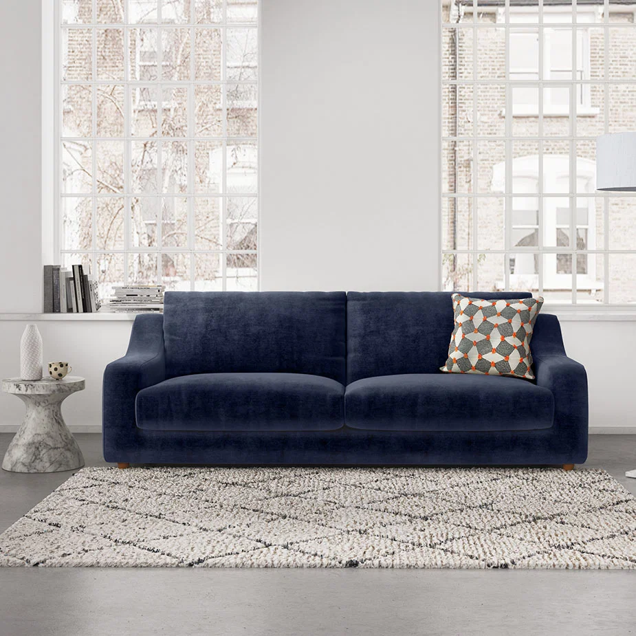 Slope Emerald Green Velvet 3 Seat Sofa, Green – image 2