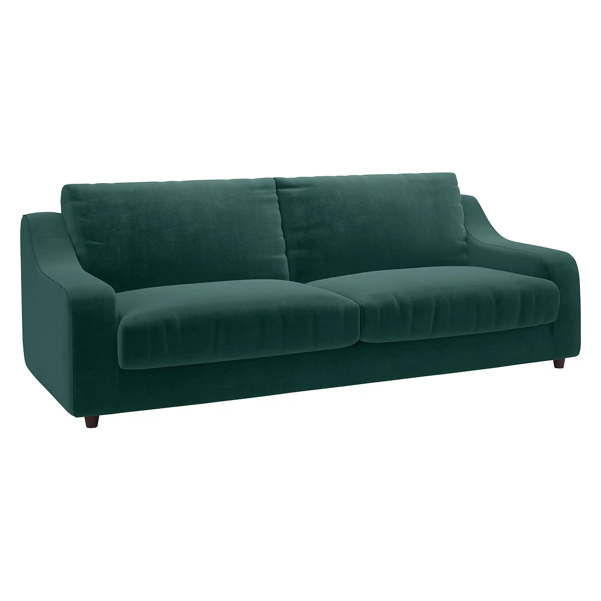 Slope Emerald Green Velvet 3 Seat Sofa, Green – image 3