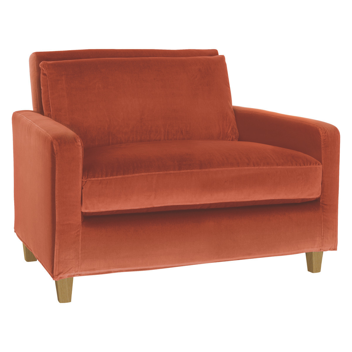 Chester Orange Velvet Compact Sofa, Oak Stained Feet, Orange – image 3