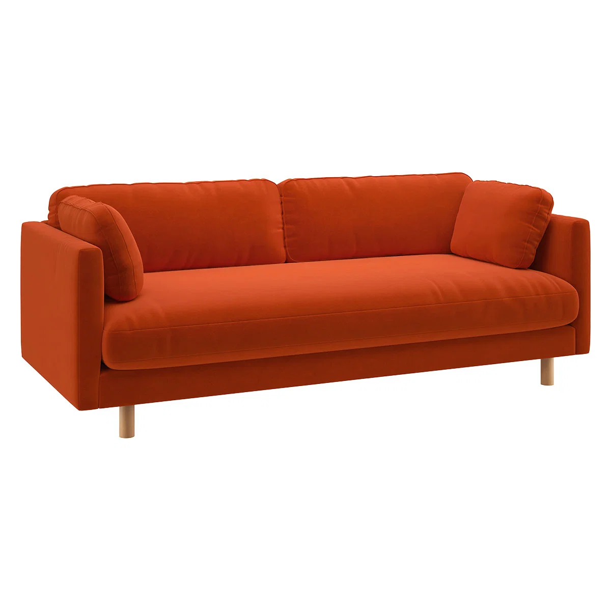 Mori Orange Velvet 3 Seater Sofa, Orange – image 3