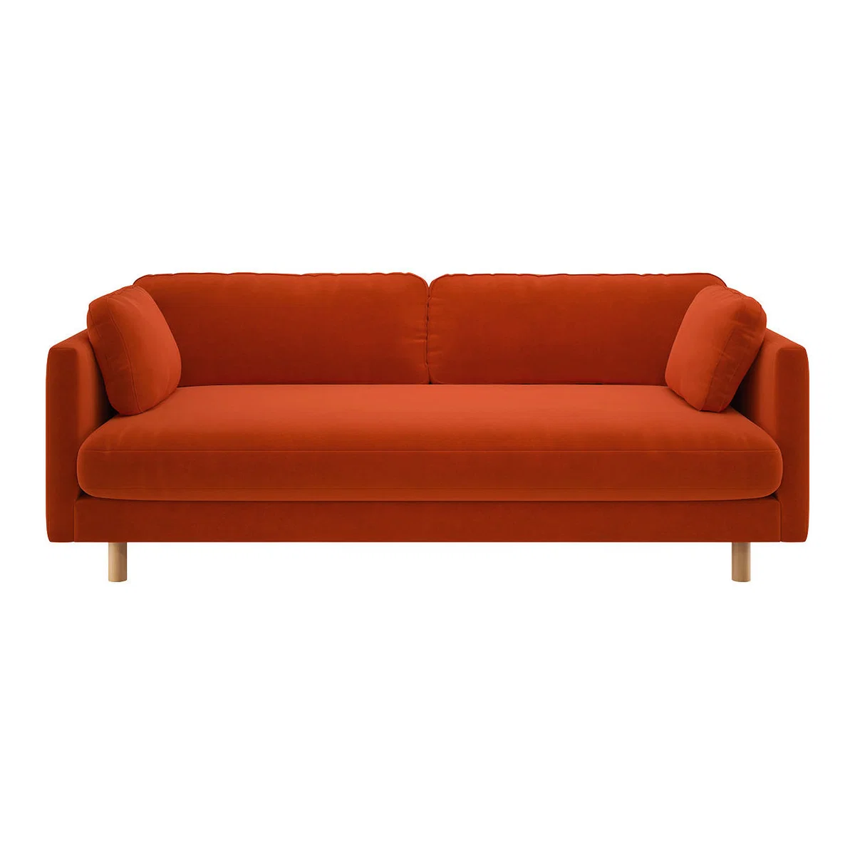 Mori Orange Velvet 3 Seater Sofa, Orange – image 1