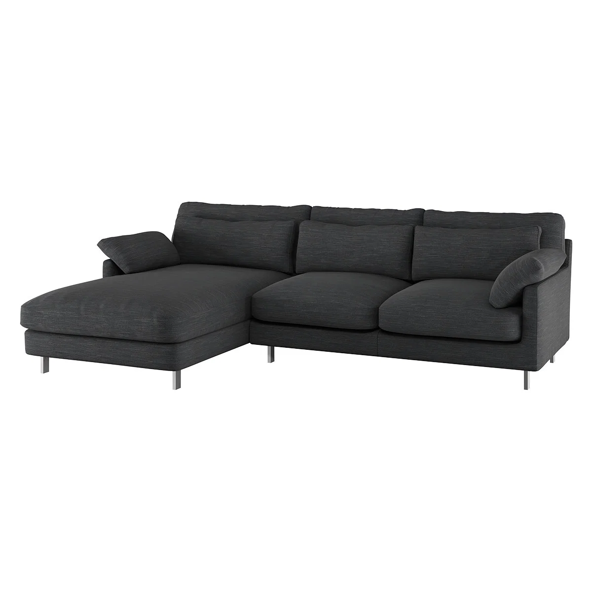 Cuscino Charcoal Grey Textured Left-Arm Chaise Sofa, Charcoal – image 3