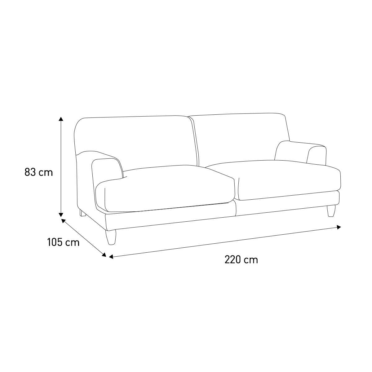 Askem Navy Blue Velvet 3 Seater Sofa, Dark Blue – image 7