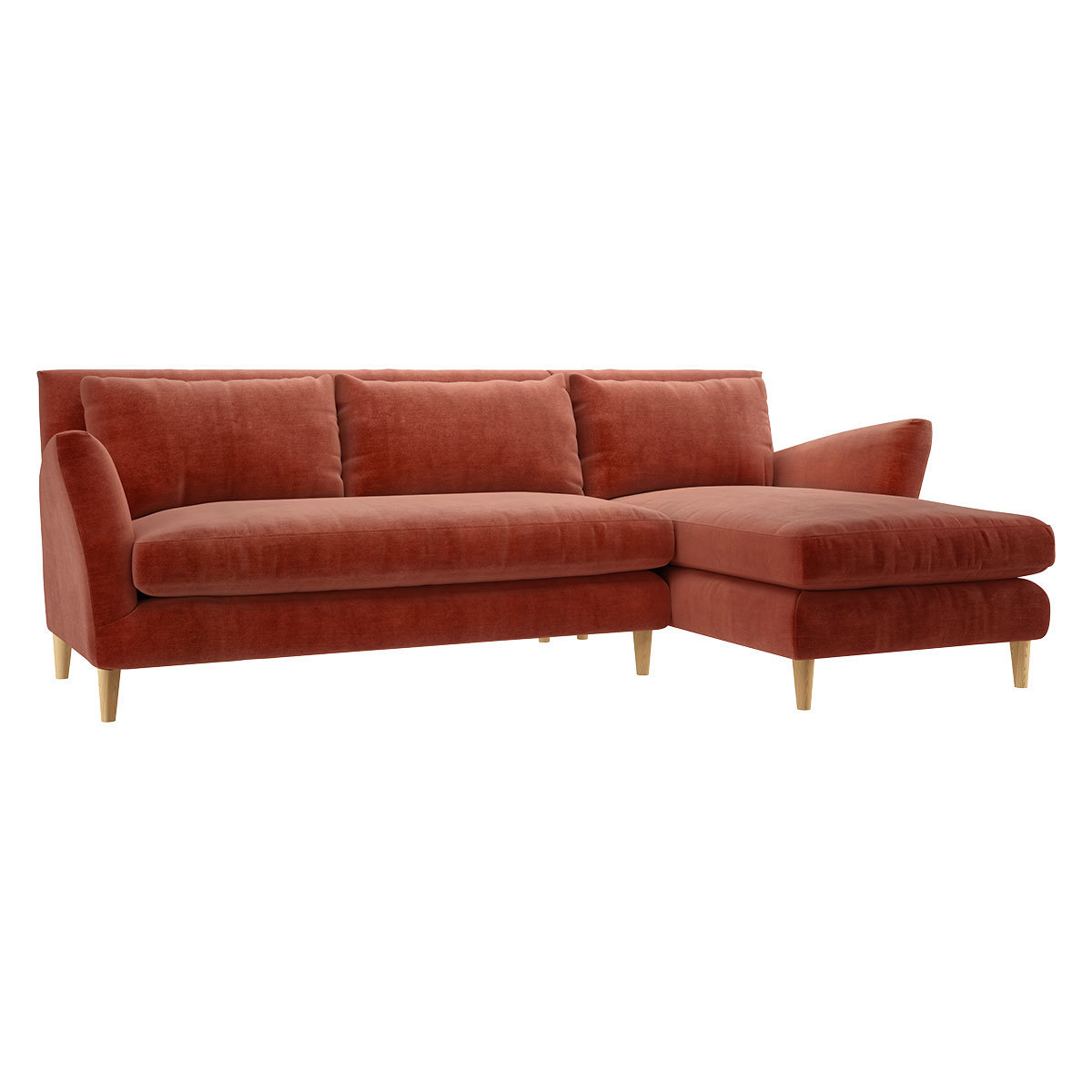 Keele Orange Velvet Right -Arm Chaise Sofa, Orange – image 3