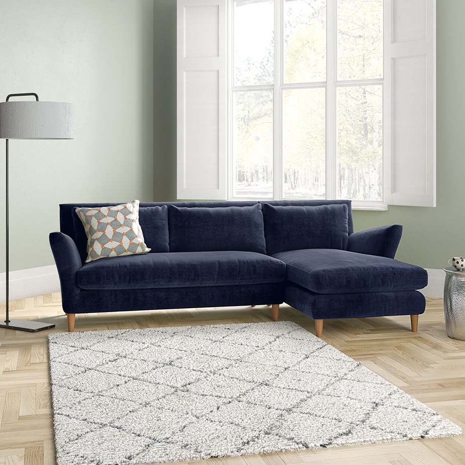 Keele Orange Velvet Right -Arm Chaise Sofa, Orange – image 8