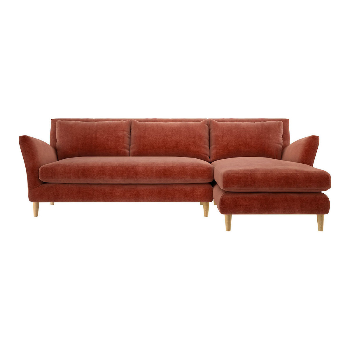 Keele Orange Velvet Right -Arm Chaise Sofa, Orange – image 1