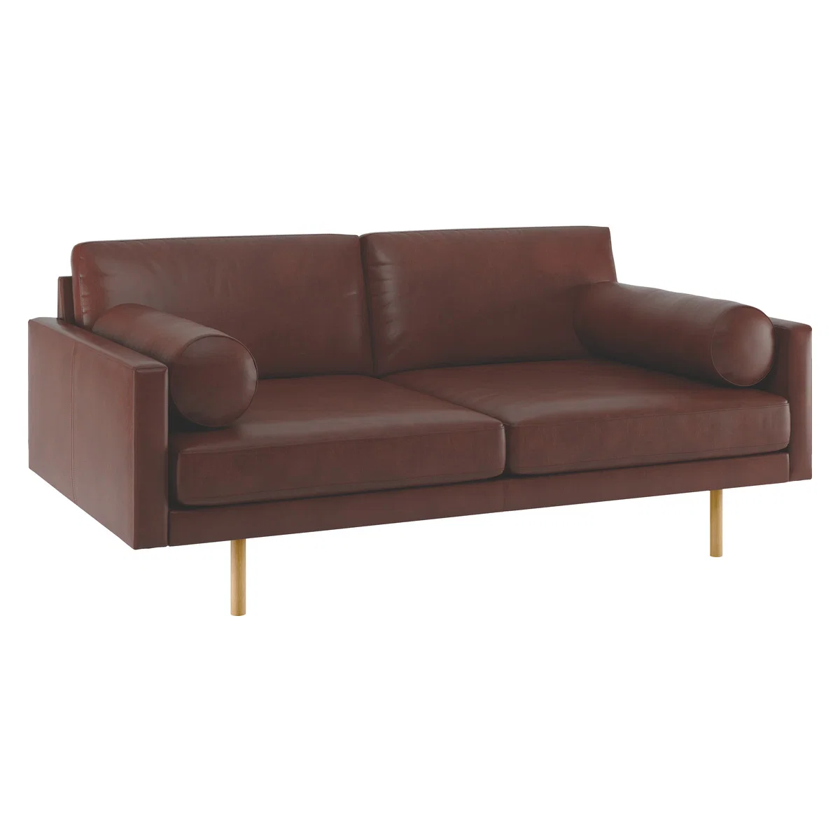 Spencer Tan Leather 2 Seater Sofa, Oak Legs, Tan – image 3