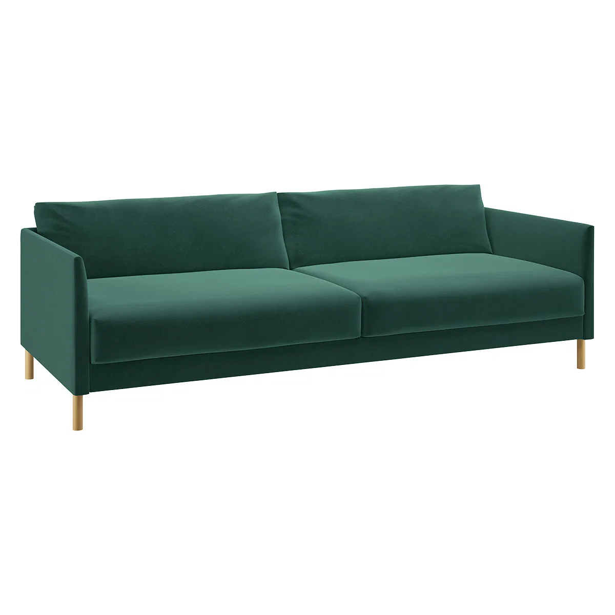 Hyde Green Velvet 3 Seater Sofa Bed, Wooden Legs, Green – image 3
