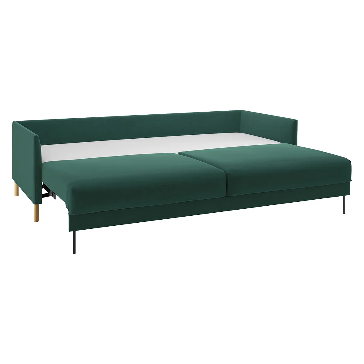 Hyde Green Velvet 3 Seater Sofa Bed, Wooden Legs, Green – image 6