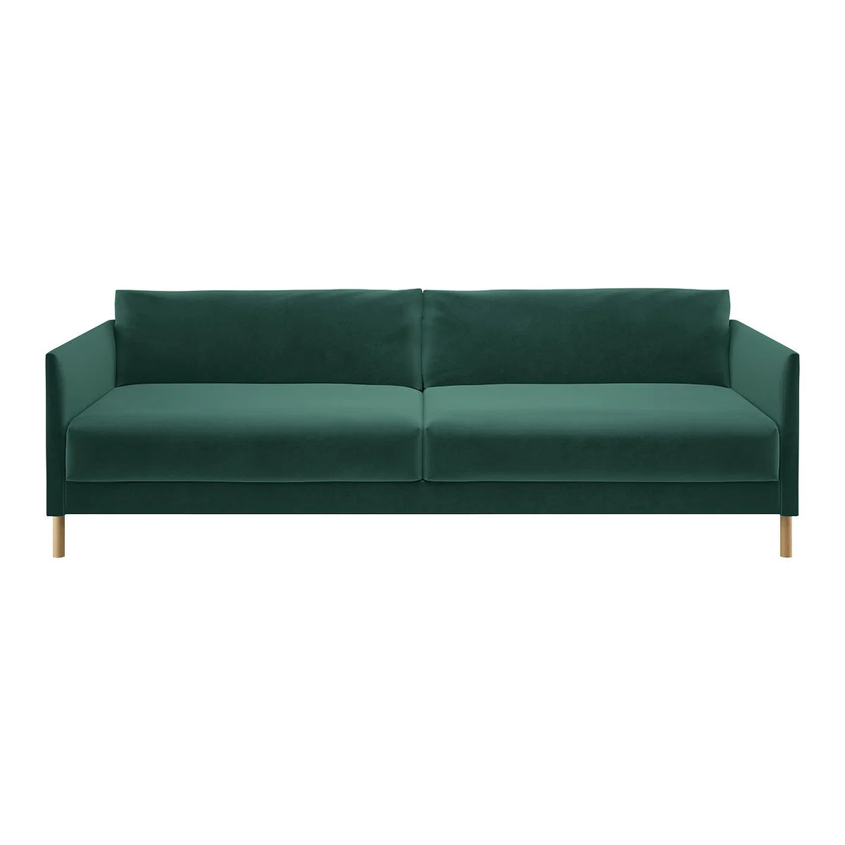 Hyde Green Velvet 3 Seater Sofa Bed, Wooden Legs, Green – image 1