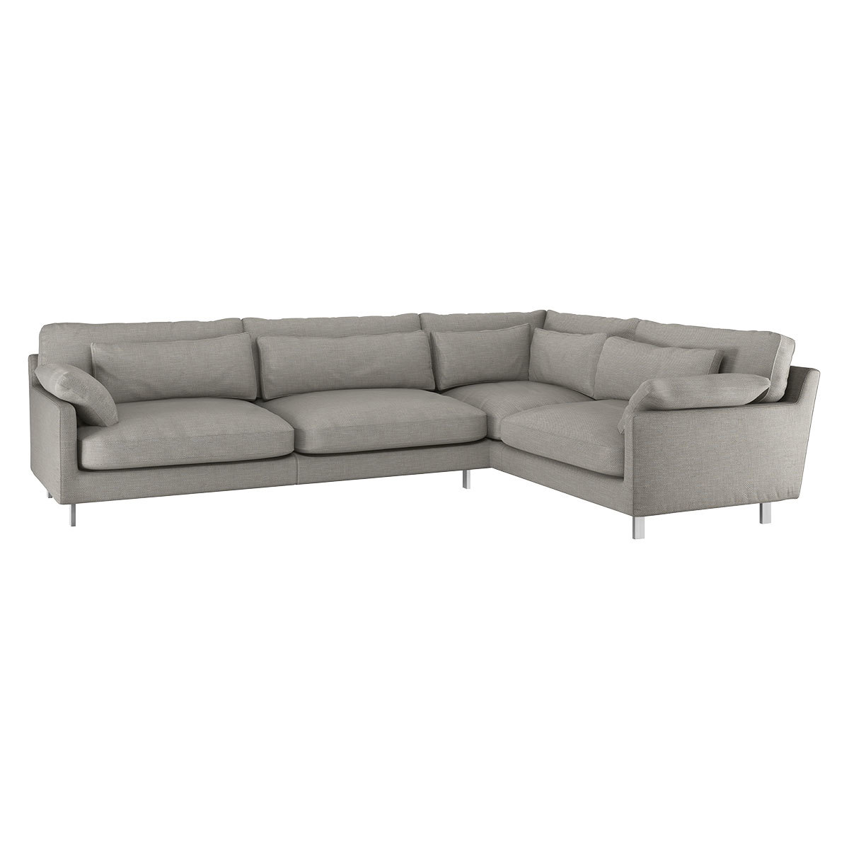 Cuscino Light Grey Textured FaBric Left-Arm Corner Sofa, Grey – image 3