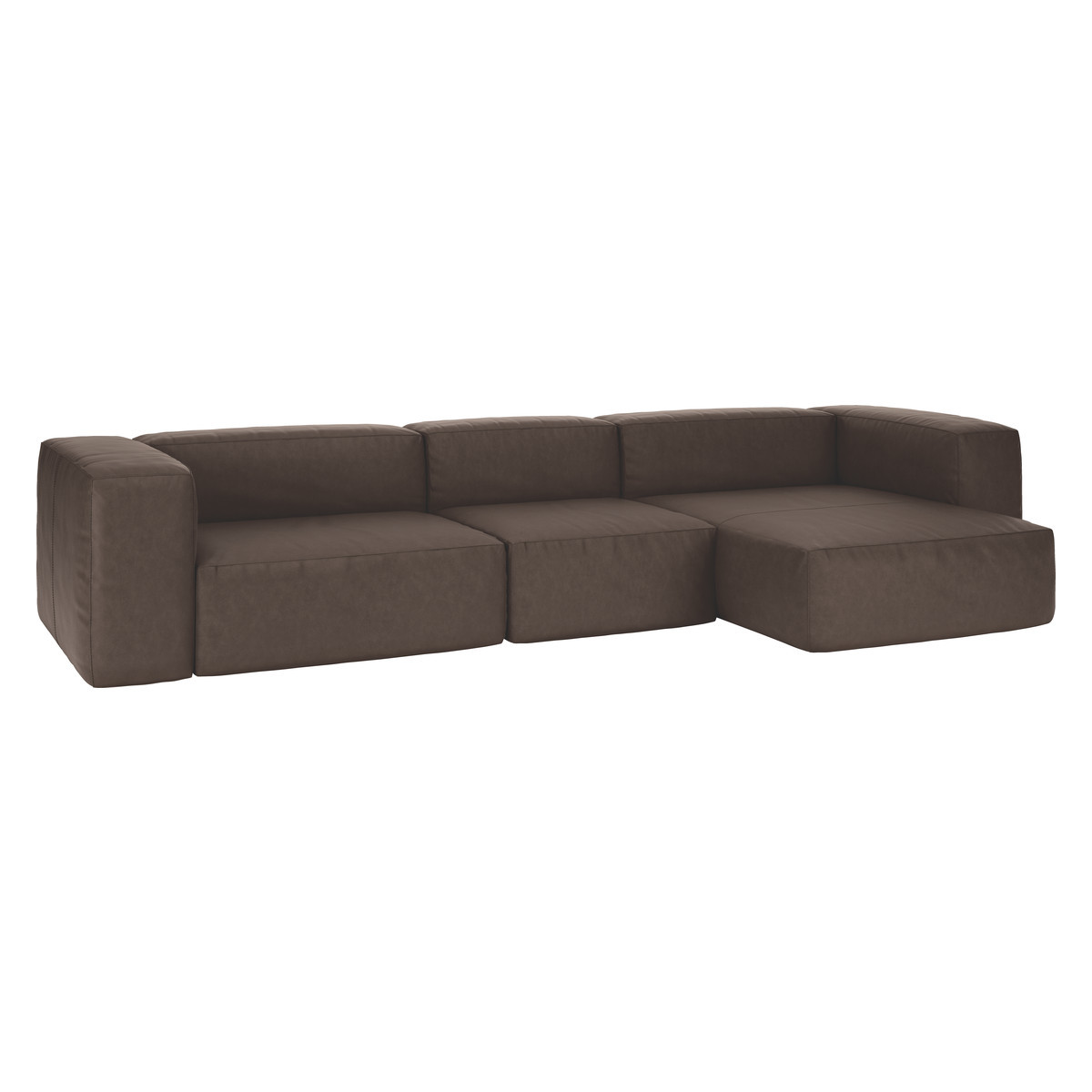 Opollo Brown Luxury Leather Large Right Arm Chaise Sofa, Brown – image 3