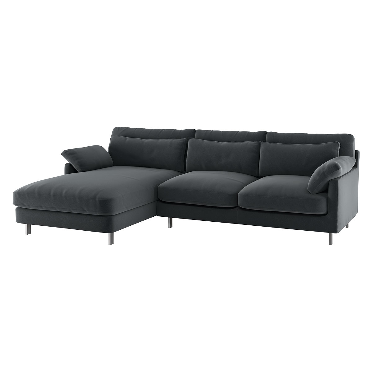 Cuscino Dark Grey Velvet Left-Arm Chaise Sofa, Grey – image 3