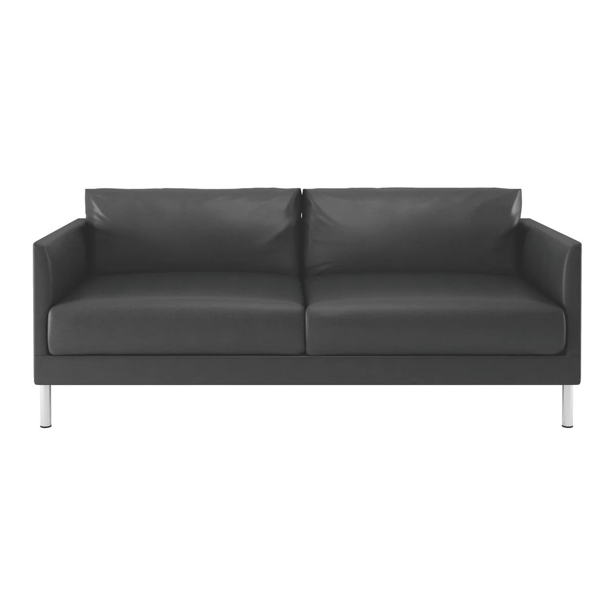 Hyde Black Leather 3 Seater Sofa, Metal Legs, Black – image 1