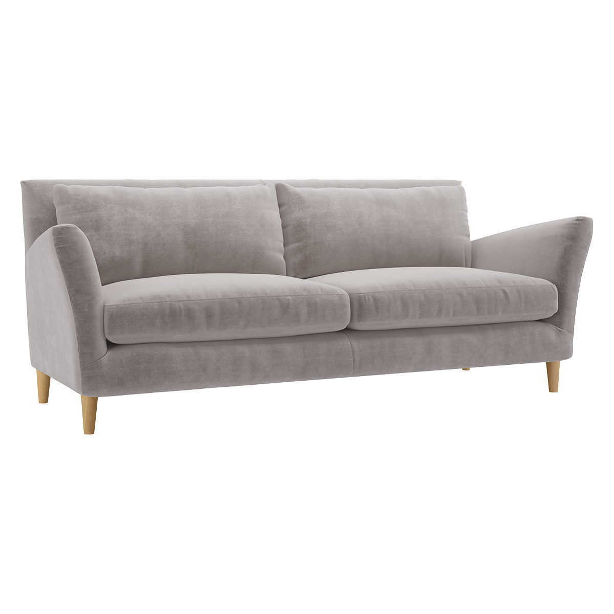 Keele Light Grey Velvet 3 Seat Sofa, Grey – image 3