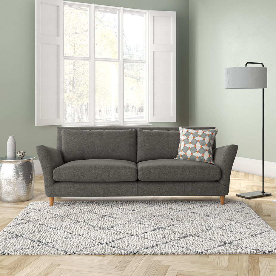 Keele Light Grey Velvet 3 Seat Sofa, Grey – image 8