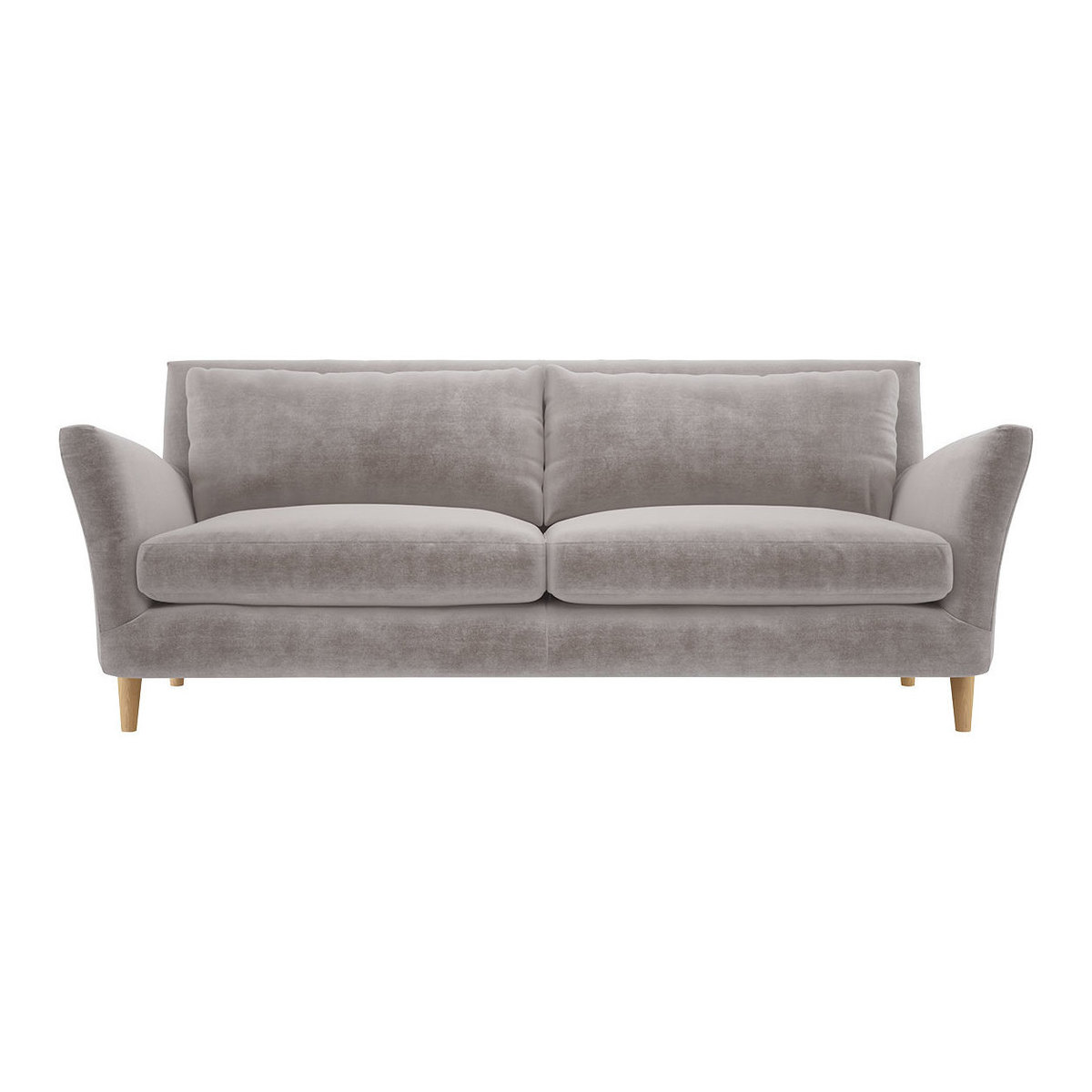 Keele Light Grey Velvet 3 Seat Sofa, Grey – image 1
