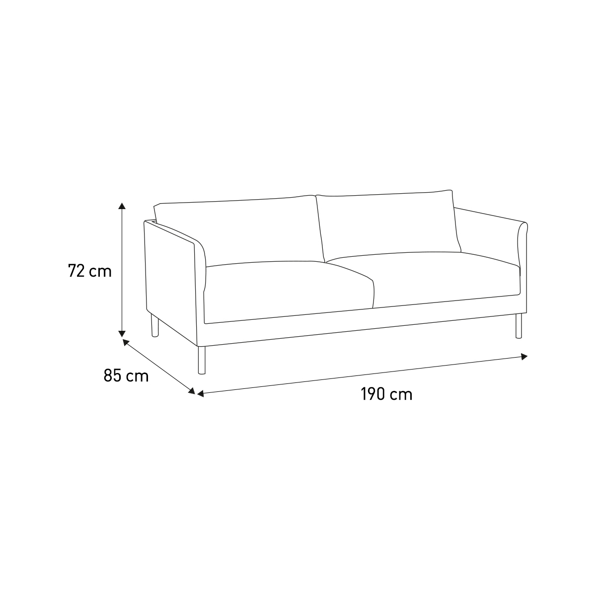 Hyde Cream Leather 3 Seater Sofa, Metal Legs, Cream – image 6