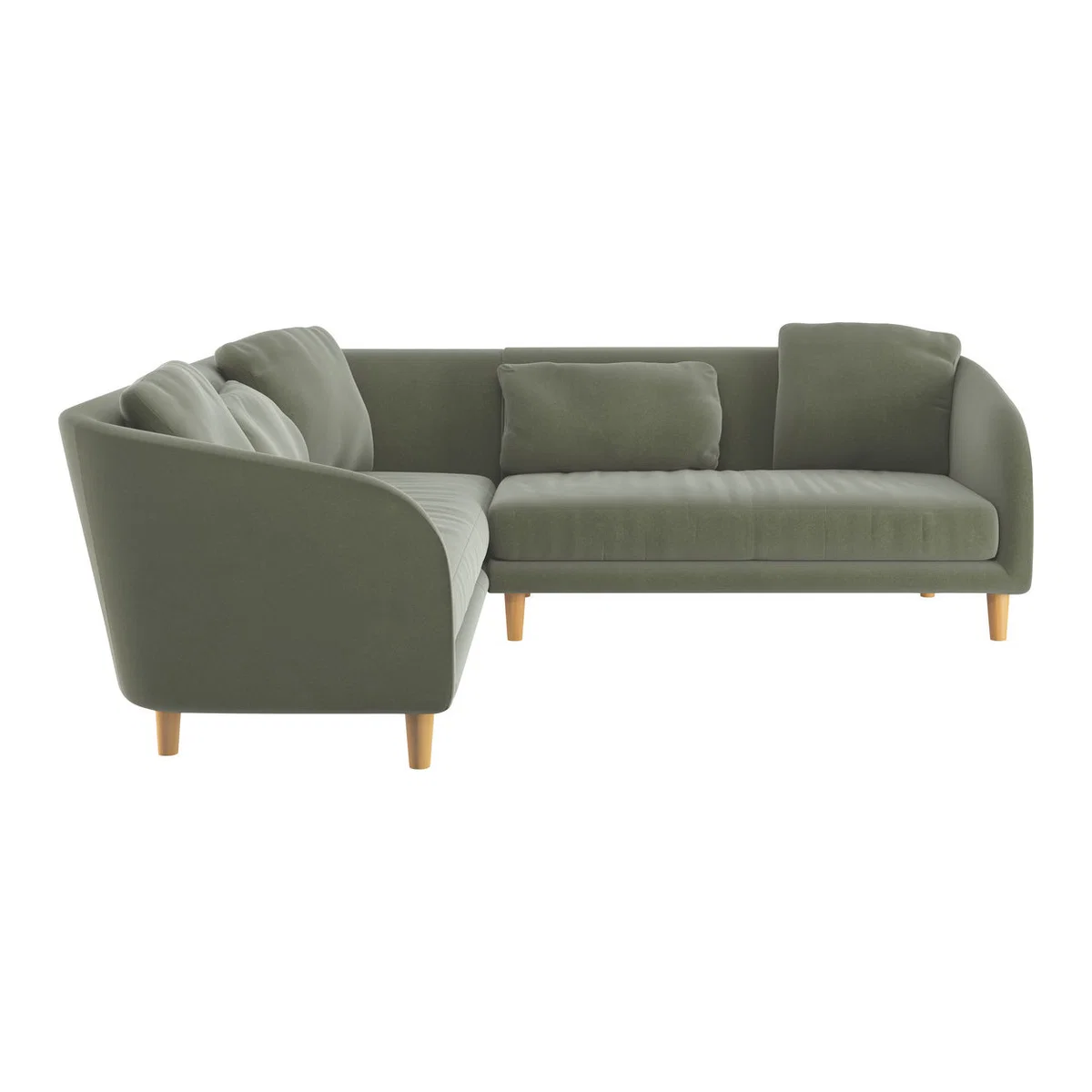 Colby Sage Green Velvet Right Arm Corner Sofa, Green Green – image 1