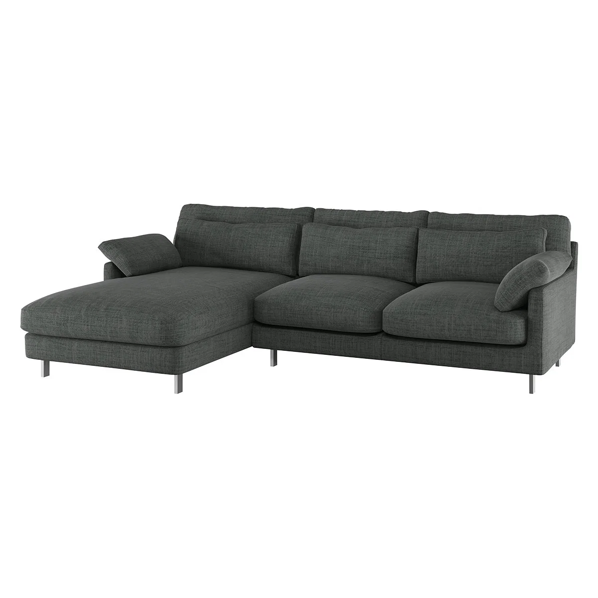 Cuscino Charcoal Grey Italian Woven FaBric Left-Arm Chaise Sofa, Charcoal – image 3