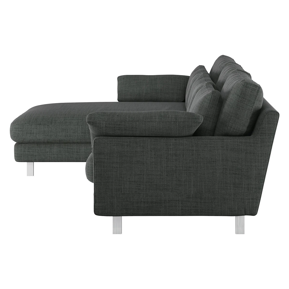 Cuscino Charcoal Grey Italian Woven FaBric Left-Arm Chaise Sofa, Charcoal – image 4
