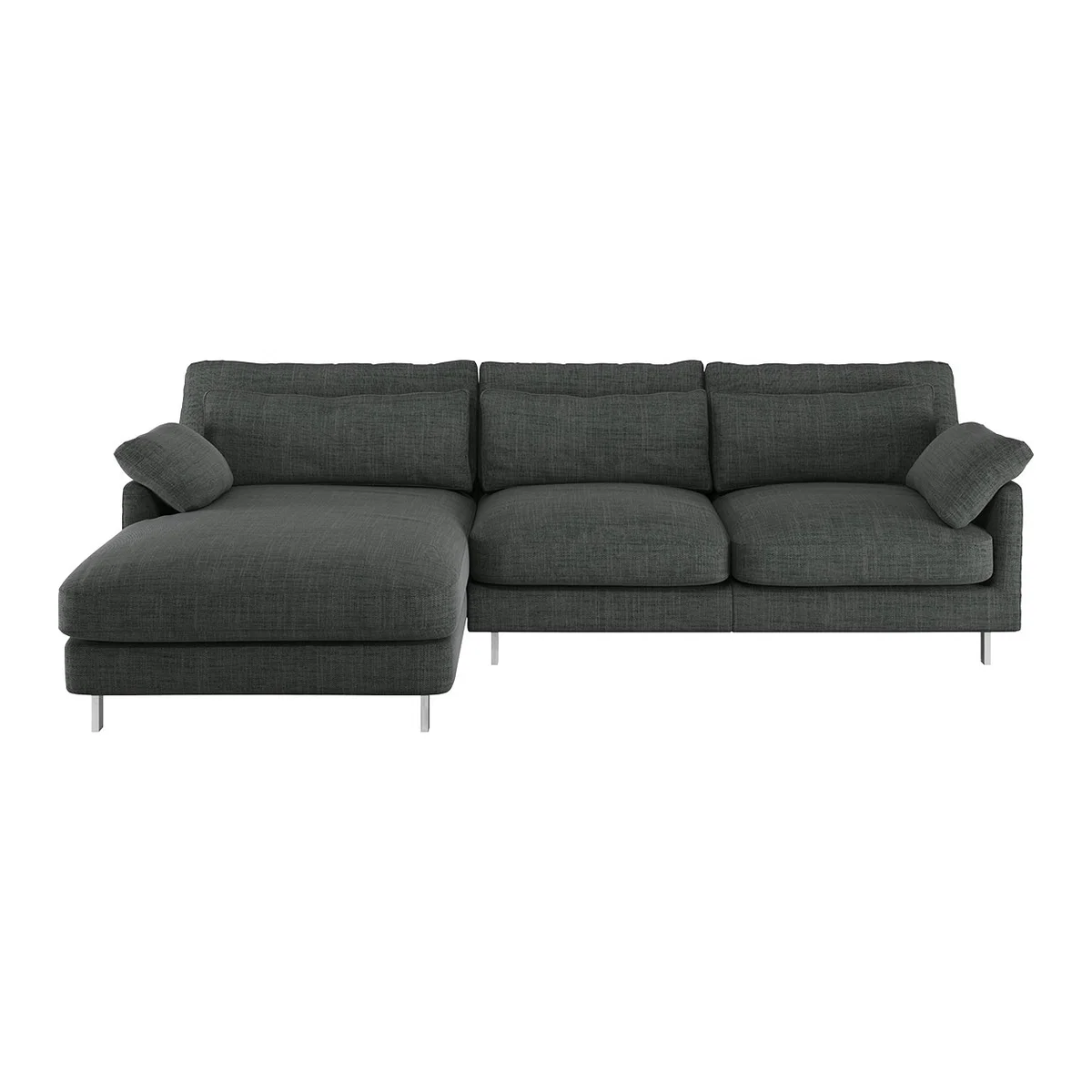 Cuscino Charcoal Grey Italian Woven FaBric Left-Arm Chaise Sofa, Charcoal – image 1