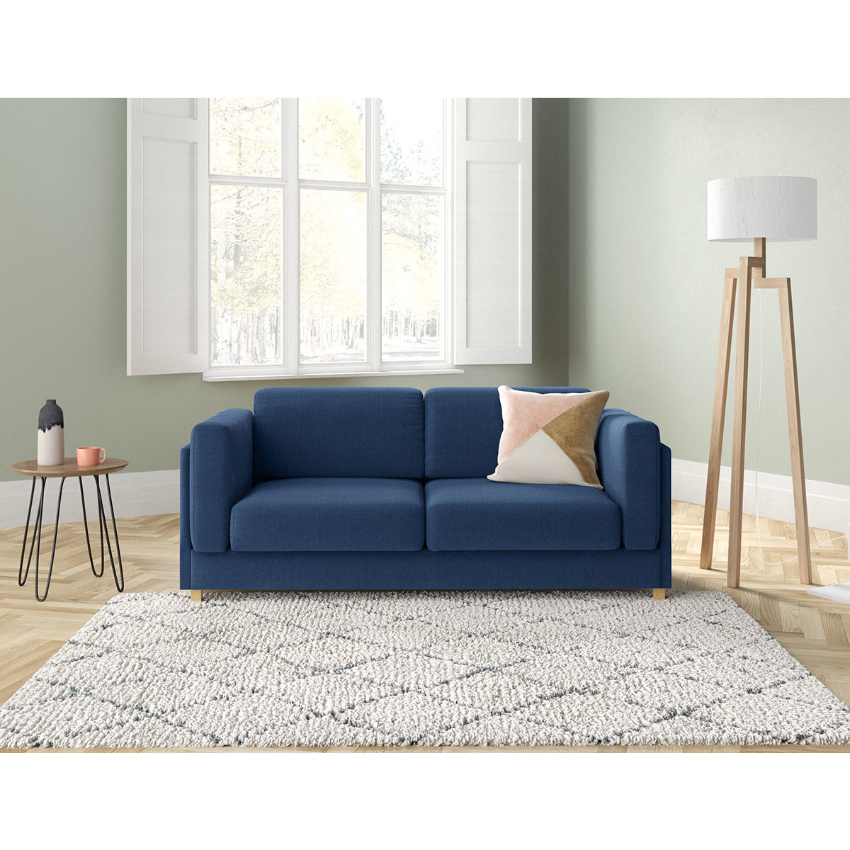 Colombo Blue FaBric 3 Seater Sofa, Blue – image 6