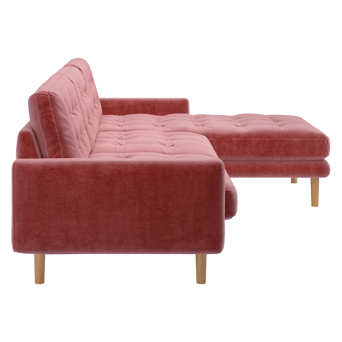 Fenner Dusty Pink Velvet Right-Hand 4 Seater Chaise Sofa, Dusty Rose – image 4