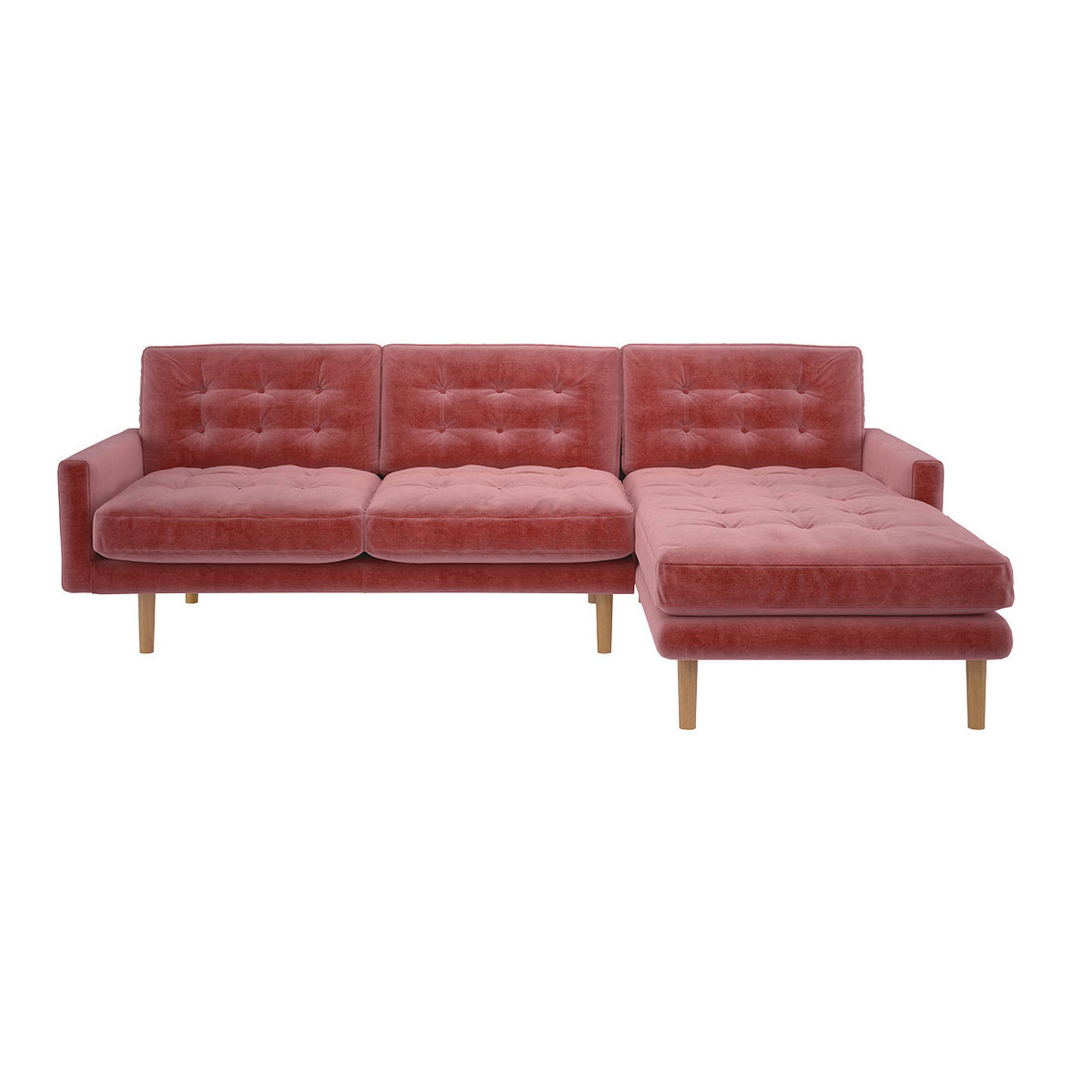Fenner Dusty Pink Velvet Right-Hand 4 Seater Chaise Sofa, Dusty Rose – image 1