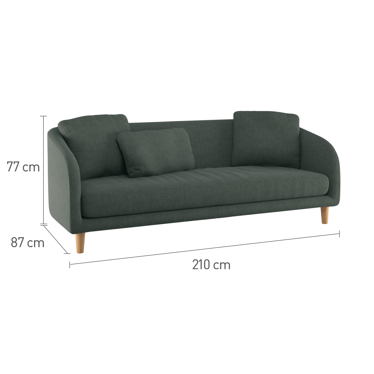 Colby Natural Italian Woven FaBric 3 Seater Sofa, Natural – image 8