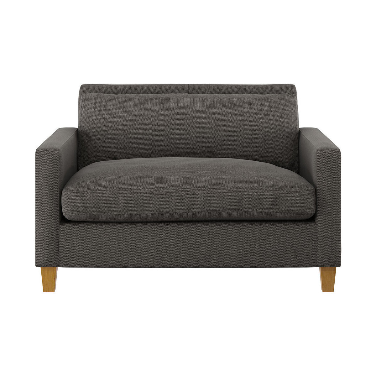 Chester Charcoal Grey Herringbone Wool Mix Compact Sofa, Oak Feet, Charcoal – image 1
