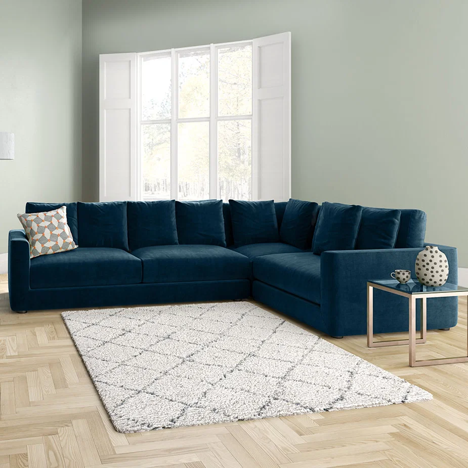 Rupert Emerald Green Velvet Left Arm Corner Sofa, Green – image 2