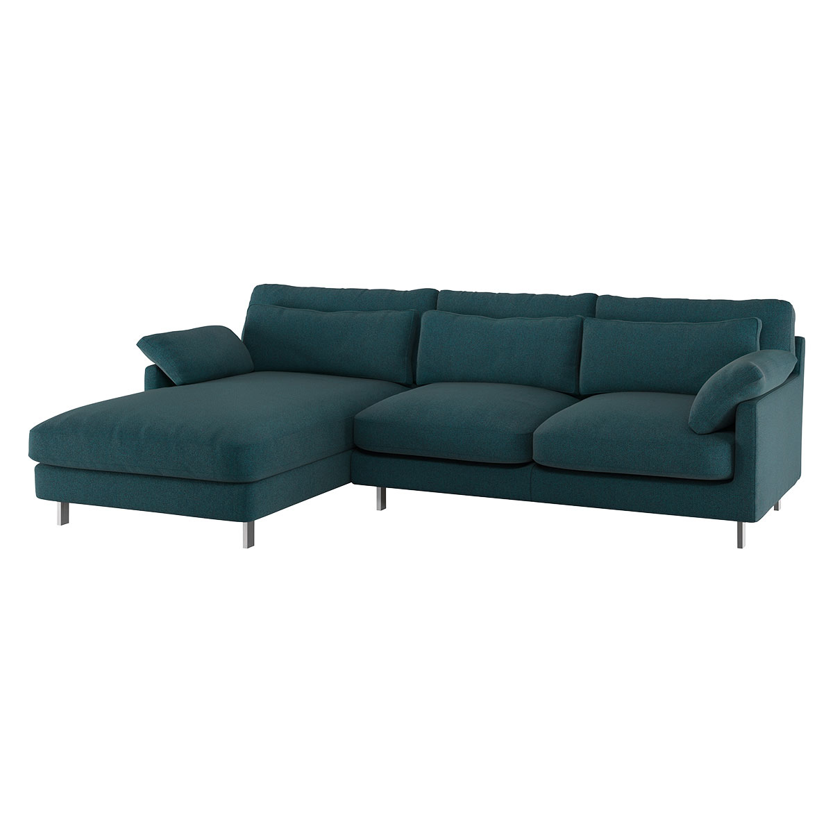 Cuscino Teal Green Wool Herringbone Left-Arm Chaise Sofa, Green – image 3