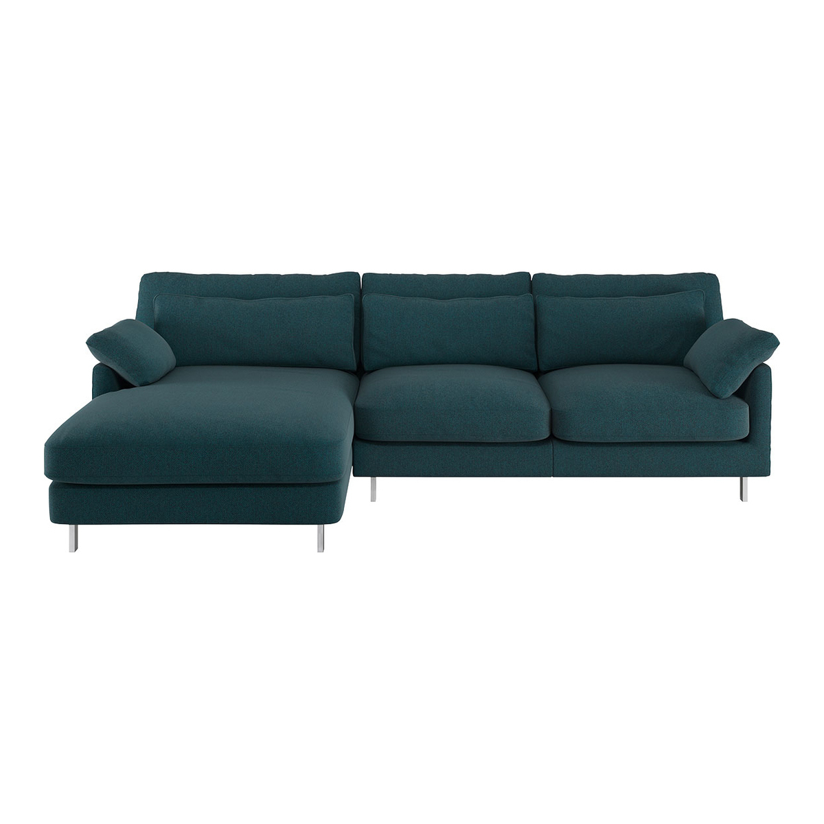 Cuscino Teal Green Wool Herringbone Left-Arm Chaise Sofa, Green – image 1