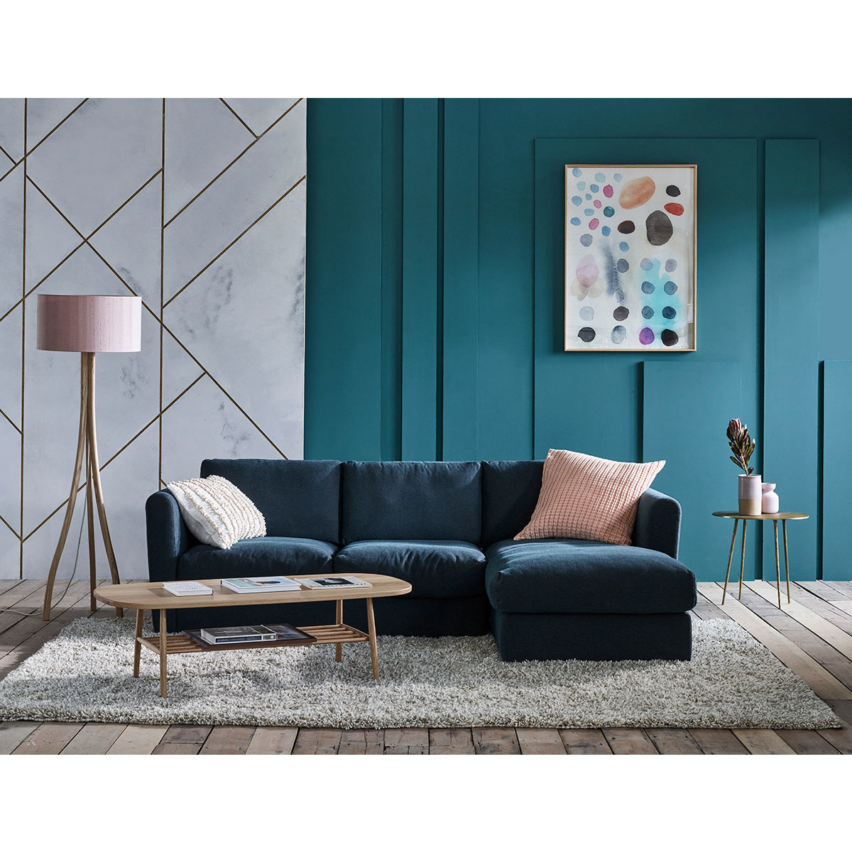 Joshua Teal Blue FaBric 2 Seat Sofa, Blue – image 6