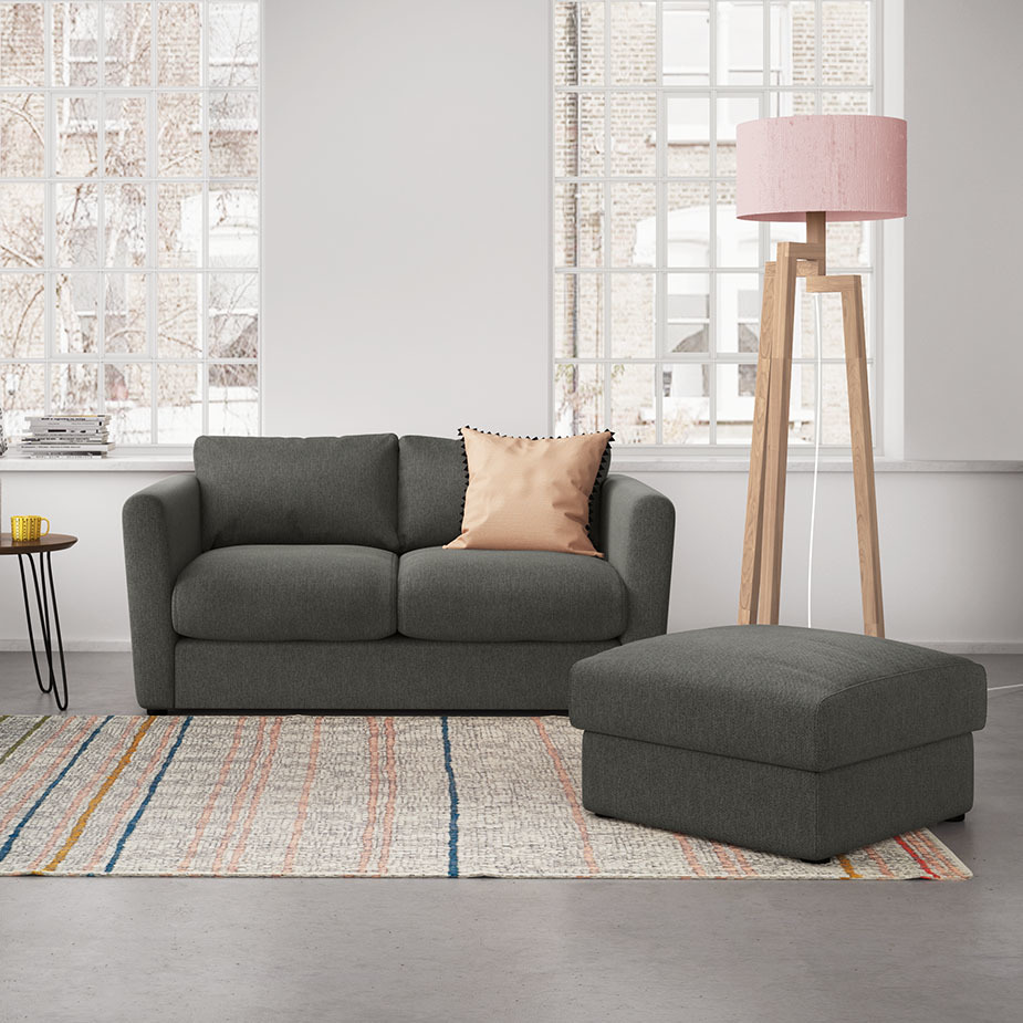 Joshua Teal Blue FaBric 2 Seat Sofa, Blue – image 8